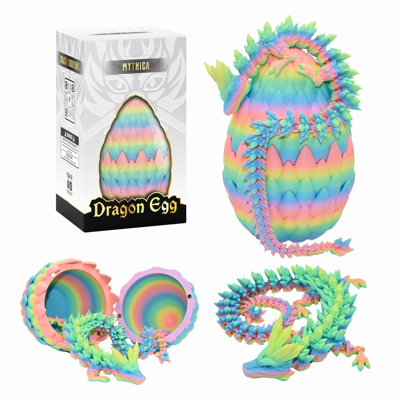 BVGME 3D Printed Dragon Egg Fidget Toy for ADHD, Autism, Anxiety & Stress Relief (Celestial Rainbow, 7 inches)