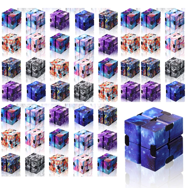 Chivao 48 Pcs Cube Sensory Toy Infinite Cube Fidget Toy Stress Relieving Handheld Infinite Flipping Hand Desk Gift Portable Bloc