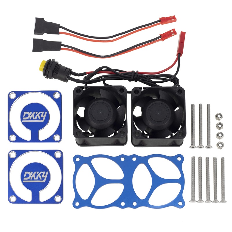 DKKY RC Motor Cooling Fan Heatsink 2Pcs DIY Kit for TRX4 ARRMA Axial 1/10 1/8 1/5 RC Model Car Upgrade Parts (Black)