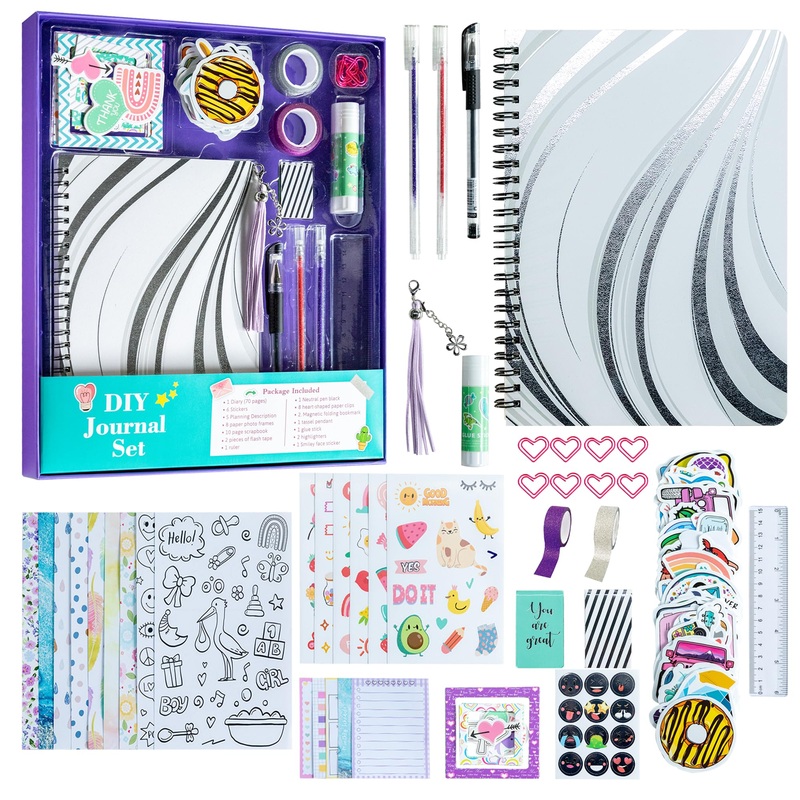 HoomTop Journal Kit for Girls Ages 8-12 2 Pack Scrapbook Diary Birthday Gifts Notebook Stationary Set