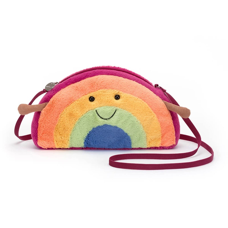 Jellycat Amuseables Rainbow Plush Bag, 10 inches – Crossbody and Shoulder Purse – Fun and Unique Handbag