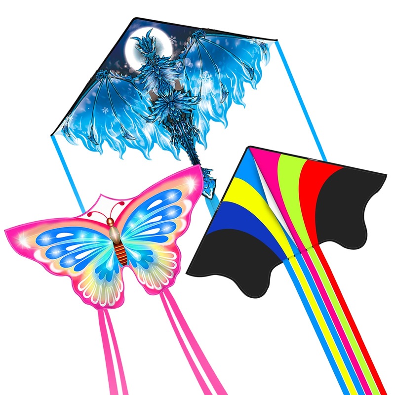 Kites for Kids & Adults, Beach Set for Beginners, Easy to Fly Large for Boys and Girls, 300ft Kite String Included, Perfect for