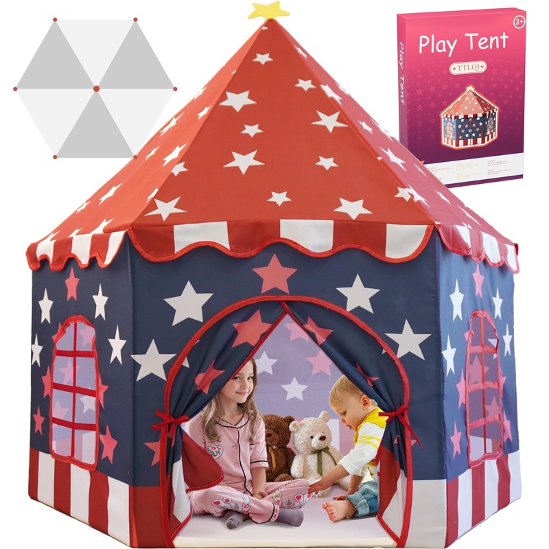 Large Girls Play Tent Princess, Boys Castle Kids Playhouse Indoor Outdoor Toddler Teepee | American Style Design, Age 3-8| Detai
