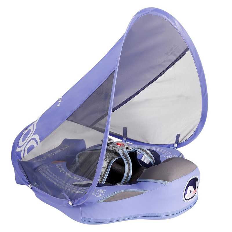 Mambobaby Float with Canopy, Non-Inflatable Swim Trainer for Infants and Toddlers 3-24 Months, Avoid Flip Design, UPF 50+, Safe