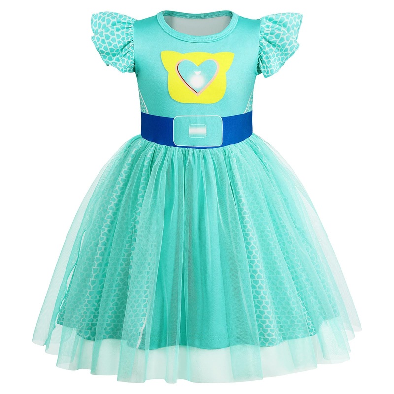 Marendyee Girls Kitties Costume Dress Birthday Party Halloween Cosplay Outfit for Kids Tulle Mesh Dresses