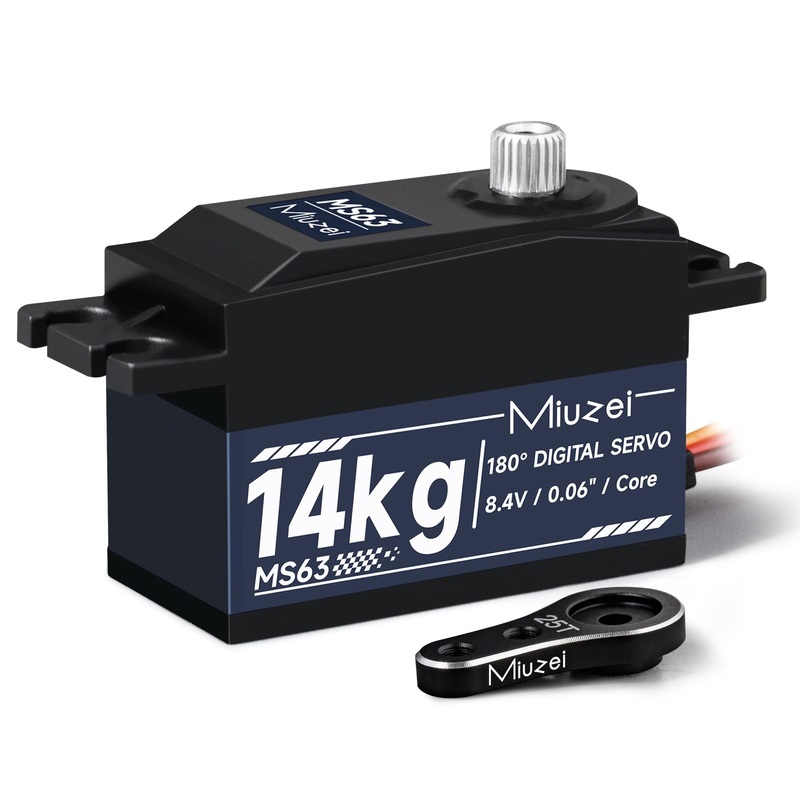 Miuzei RC Digital Servo 14kg Low Profile Servo Motor Metal Gear High Torque for 1/10 1/12 RC Drift Car, Road Racing, Helicopter