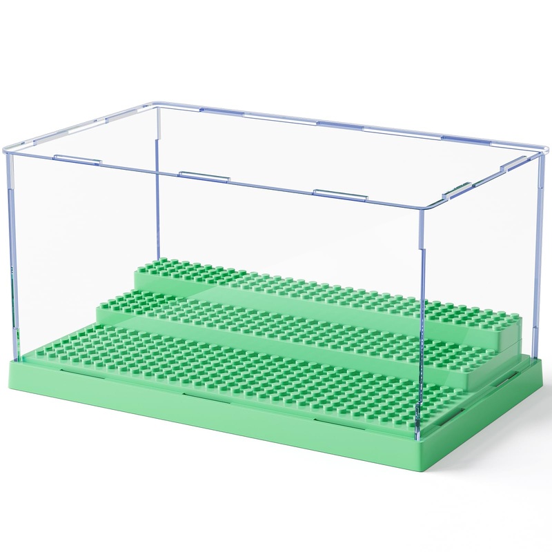 Mlikero Display Case for Minifigures Action Figures Blocks, Clear Acrylic Minifigure Display Case Box Storage, Dustproof Showcas