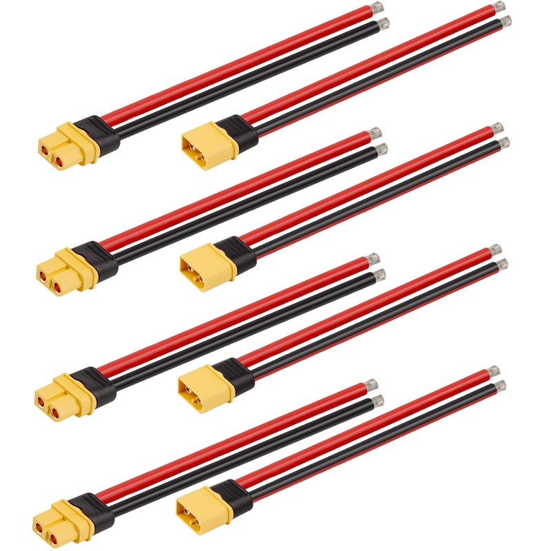 MOOKEERF 4 Pairs XT60 Plug Female and Male Connector with 150mm 10AWG Silicon Wire for RC Lipo Battery FPV Racing Drone