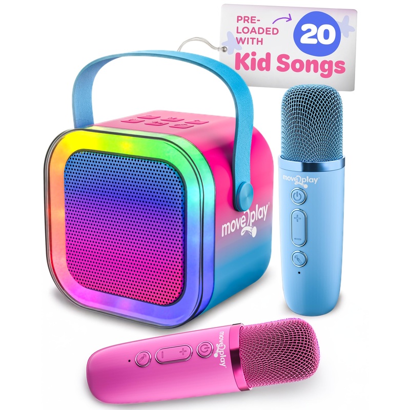 Move2Play, Mini Karaoke Machine for Kids | Includes 20+ Kid Songs | 2 Microphones | Connect with Bluetooth | 3, 4, 5+ Year Old G