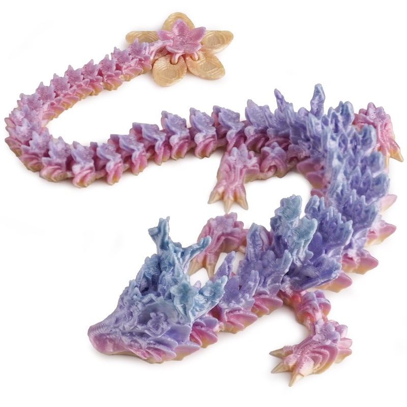 Outgoto 3D Printed Cherry Blossom Dragon – 11.8in Realistic Articulated Dragon Fidget Toy, Desk D  cor and Collectible