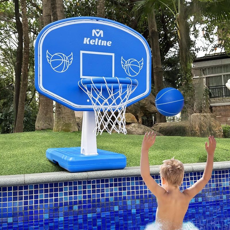 Pool Basketball Hoop, Large Poolside Basketball Hoop for Swimming Pool Basketball Game, Water Basketball Hoops with Lengthen Stu