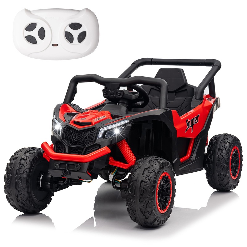 POSTACK 24 Volt Ride on Toys with Parental Remote, Kids Ride on UTV Truck w/EVA Wheels, 4WD Battery Powered Electric Power 4 Whe