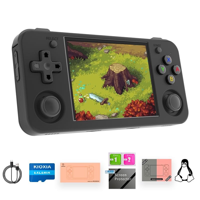 RG35XX H Retro Handheld Game Console with Linux System 3.5 inch IPS Screen and 64G TF Card Built-in 3300 mAh Battery Lasts up to