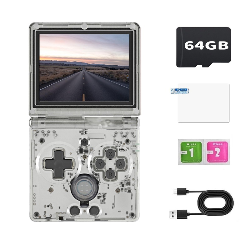 RG35XXSP FILP Retro Game Console,3.5 Inch IPS Screen 640×480,Built-in 64GB TF Card,with 3300mAh Battery Linux System Classic Gam