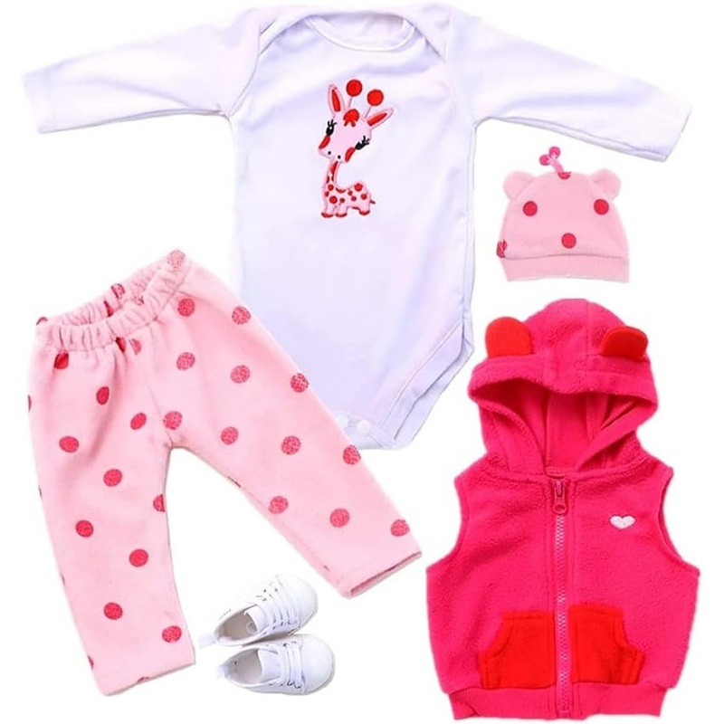 scnbom Reborn Baby Dolls Girl Clothes for 17-22inch Outfits Accesories (Giraffe 5pcs Set)