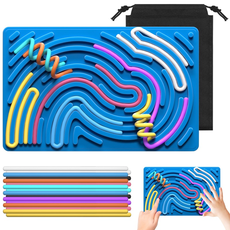 Sensory Activity Board, Double-Sided Silicone Fidget Toy for Kids & Adults|Busy Board for Stress Relief,Anxiety,ADHD,Autism|Sile