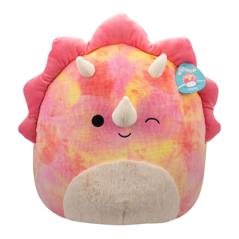 Squishmallows Original 16in Trinity The Winking Pink Tie-Dye Triceratops – Official Jazwares Plush (Large)