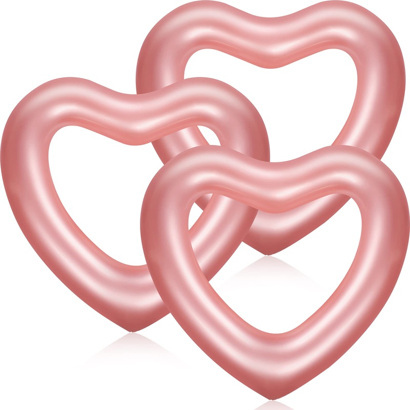 Zhanmai 3 Pcs Inflatable Heart Pool Float 47.3 x 39.4 Inch Swim Heart Shaped Pool Rings for Adults Water Floatie Summer Swimming