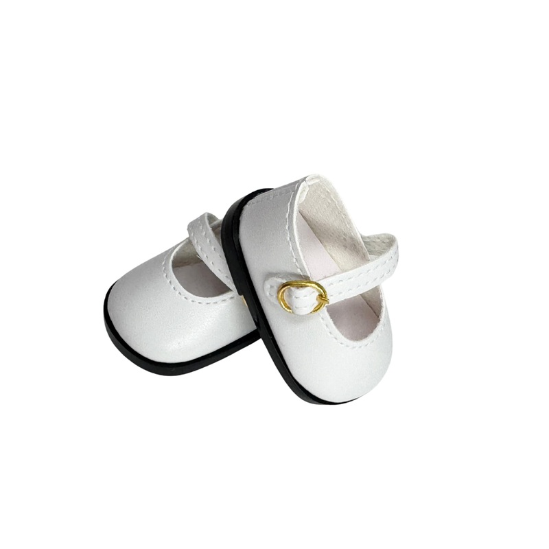 14.5” American Doll Shoes- Mary Jane Black,Red,White,Pink- Shiny Shoe (White)