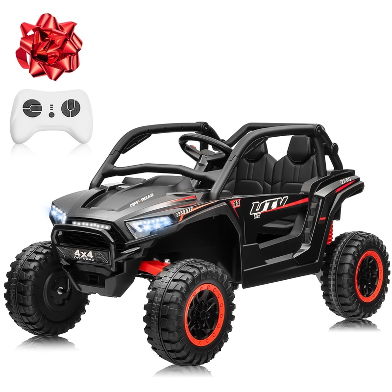 24V 2 Seater Ride on Toys, ANRLI 4X4 Ride on Car Truck w/Remote Control, 4WD/2WD Switchable Kids UTV, 18” Spacious Seat, 4 Shoc
