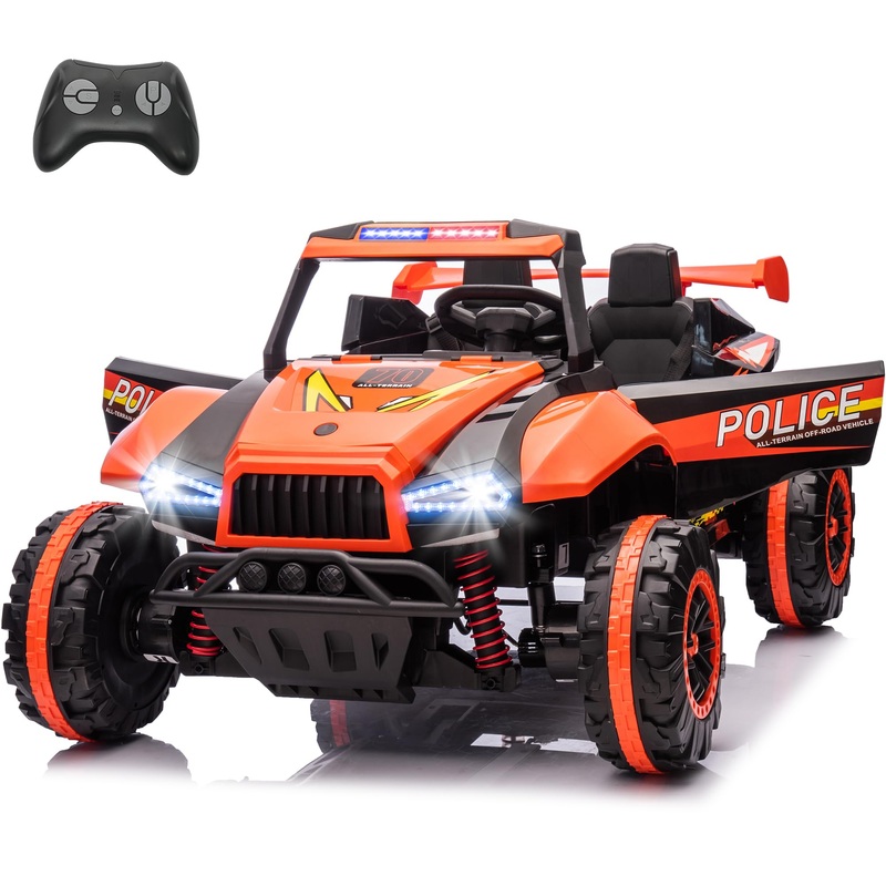 24V Ride on Toys for Boys & Girls, Police Car Toy with Remote Control, 2 Seater Ride On Car for Kids, 6.21 Mph Max Speed, 4 Spri