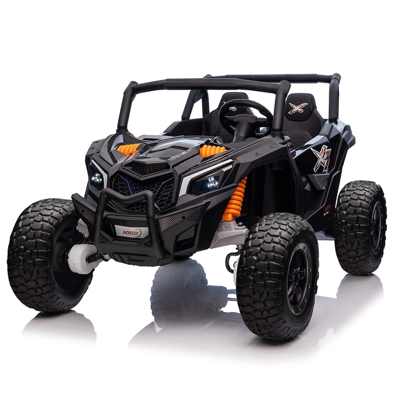 AOKOY 2-Seater Ride On Truck, Side by Side Battery Powered Electric Car for Kids 3-12 XXXL Ride On Car w/Remote Control 24V Ride