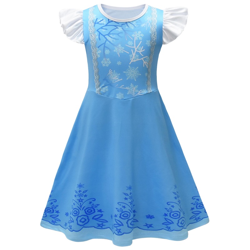AOVCLKID Girls Elsa Princess Costume Birthday Party Dress Halloween Cosplay Outfits(3T,Blue)
