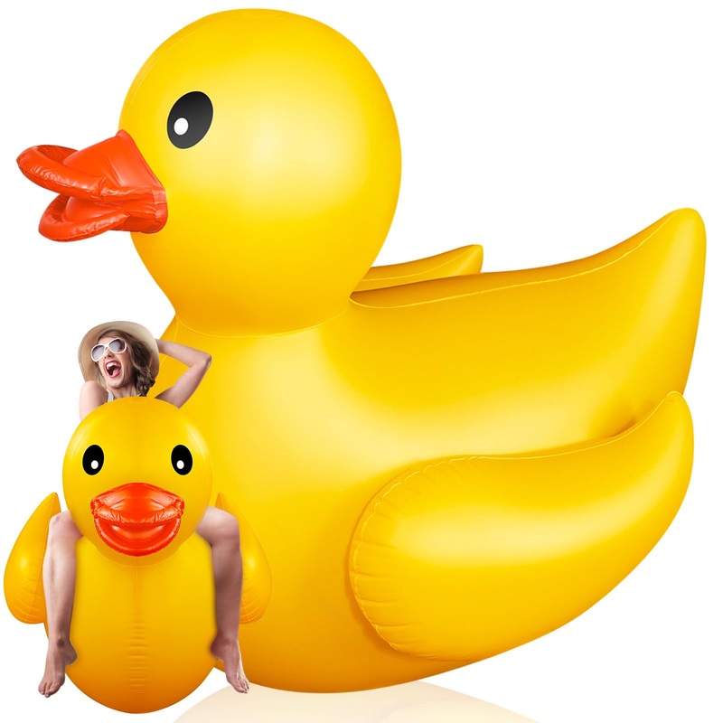 Hungdao 2 Pcs 5 Feet Giant Inflatable Duck Huge Rubber Duck Large Blow up Inflatable Pool Float for Adult Summer Beach Swimming