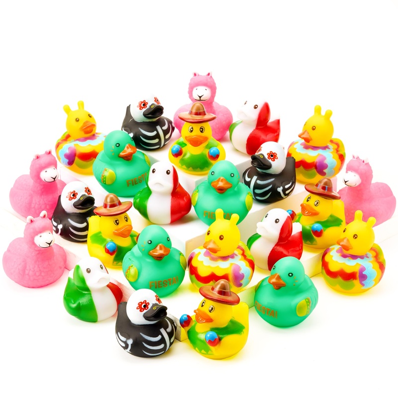 JOYIN 12 Pcs Mexican Fiesta Rubber Ducks for Party Favors Decoration, Cinco De Mayo Colorful Rubber Duck for Baby Shower, Bath T
