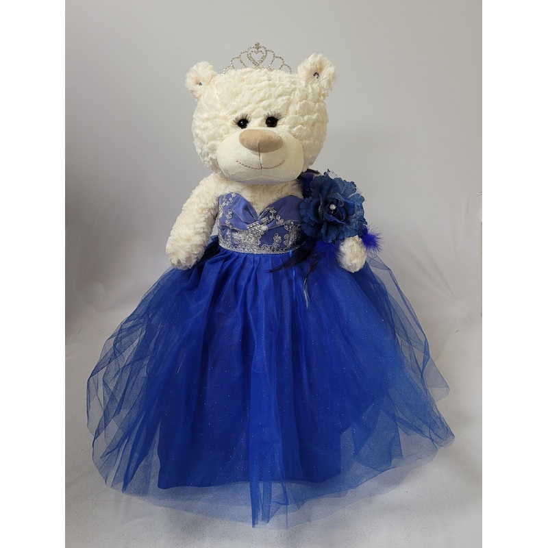 KINNEX COLLECTIONS SINCE 1997 20” Teddy Bear with Elegant Dress (Centerpiece) ~ B16631N-15 (Royal Blue)