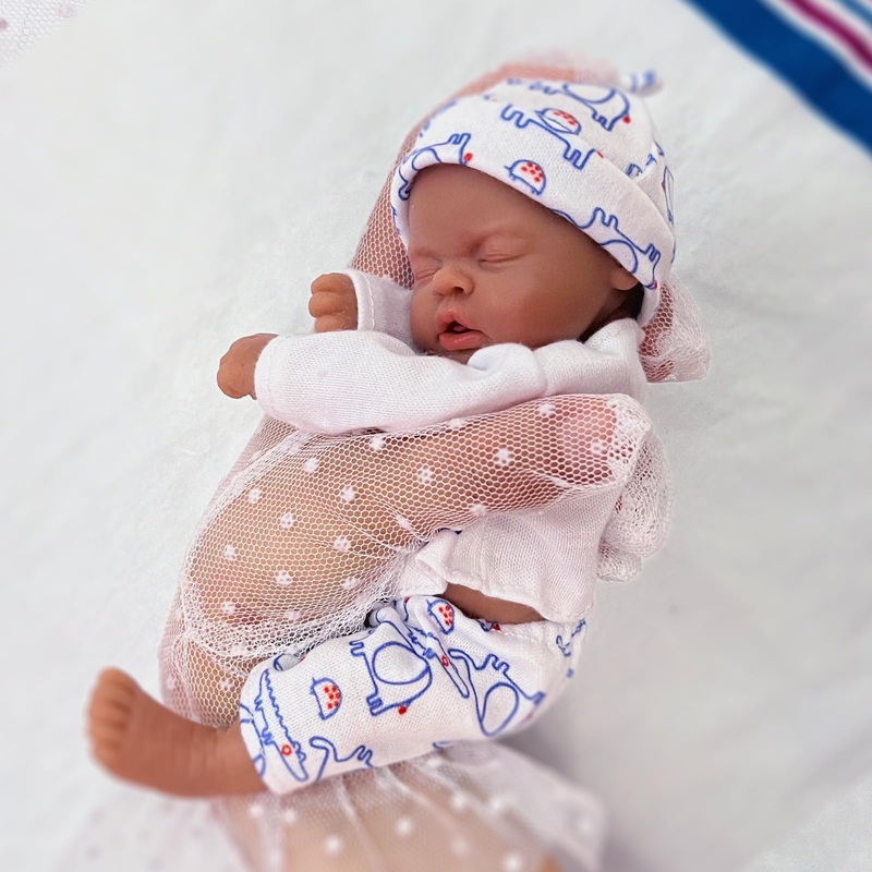 Mire & Mire Reborn Baby Dolls 7” Boy Sleeping Silicone Full Body Soft Mini Realistic Newborn Baby Dolls Real Life Tiny Baby Dol