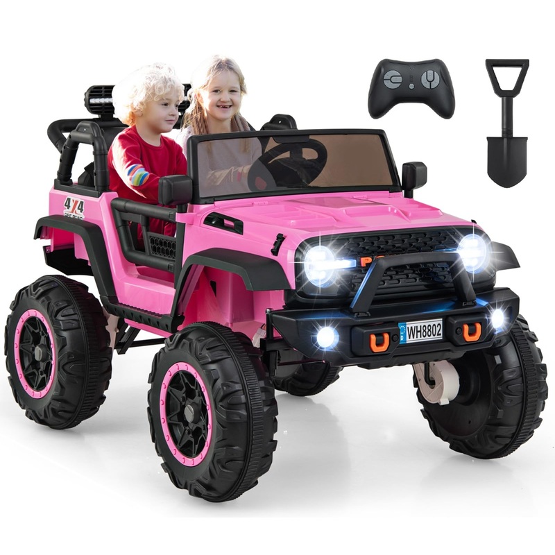 OLAKIDS 24V Ride On Car, 2WD/4WD Switchable 2 Seater Kids’ Electric Vehicle Jeep Truck with 20” Wide Seat, 4X550W Power Wheels,