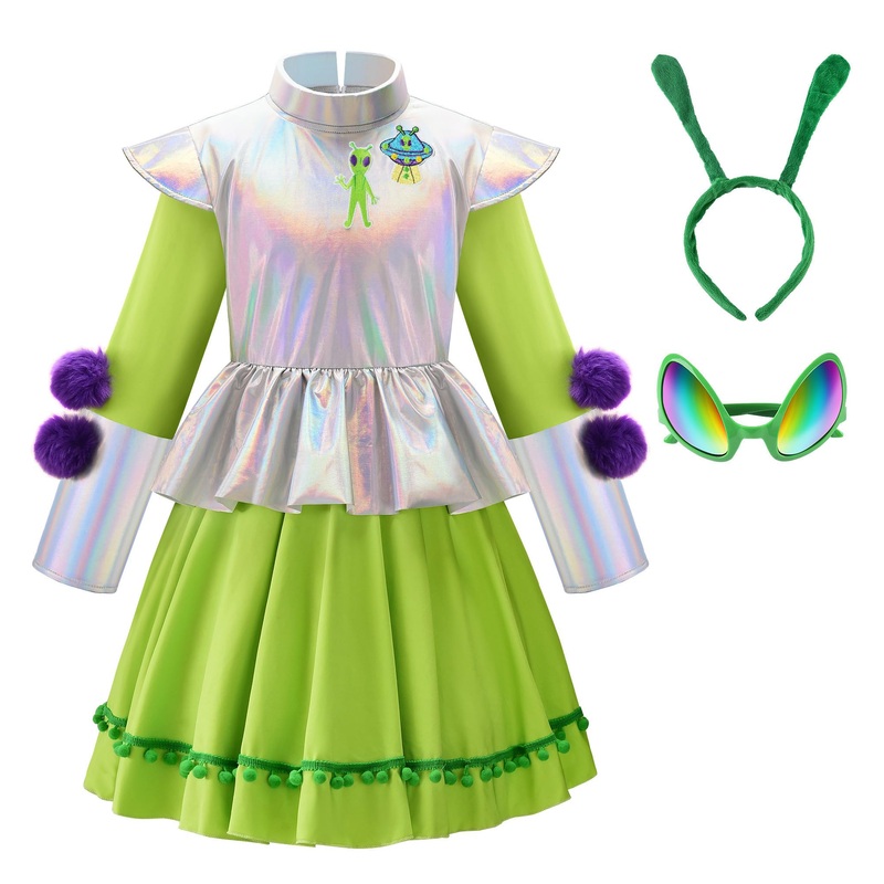 ReliBeauty Alien Costume for Girls Costume Kids Halloween Toddler,10-12/150
