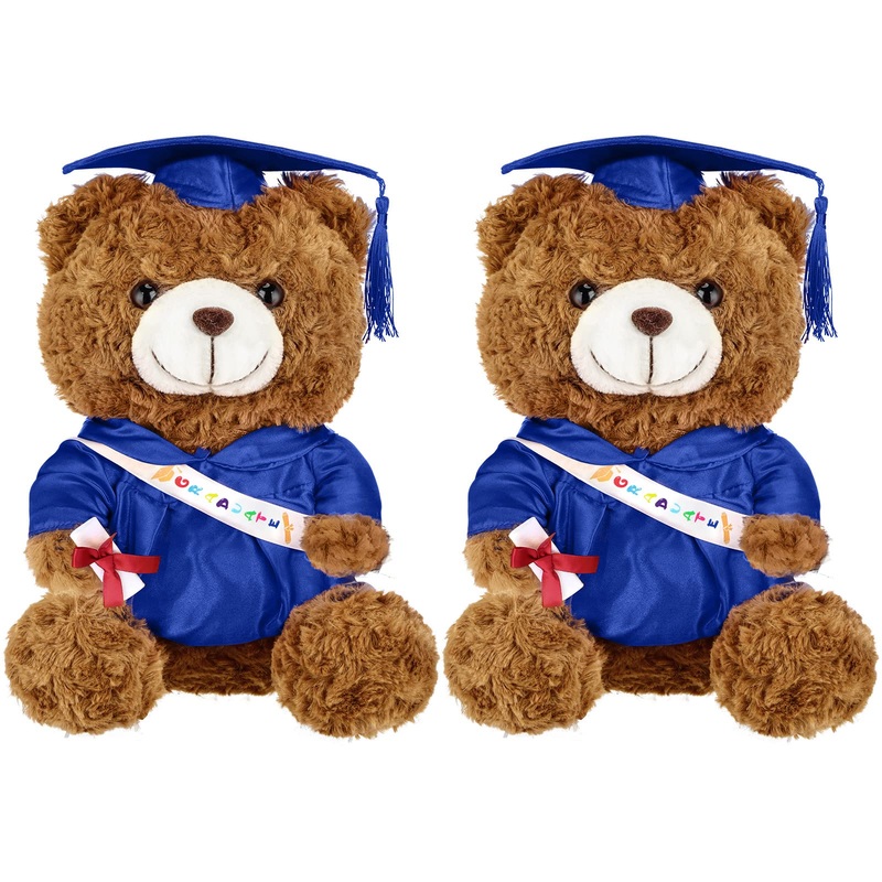 Sotiff 2 Pcs 9 Inch Graduation Plush Bear Class of 2025 Graduation Plush Stuffed Animal Toys Grad Bear with Gown Cap for Kinderg