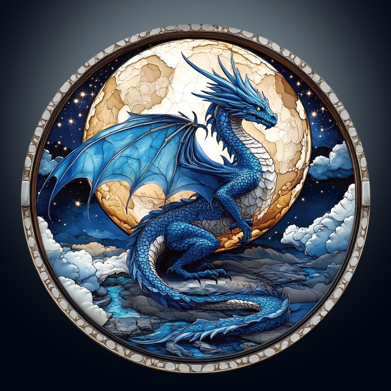 Wooden Dragon Puzzles – Unique Shaped Wooden Jigsaw Puzzles for Adults – 3D Moonlit Blue Dragon Wooden Puzzles – Animal Wooden P