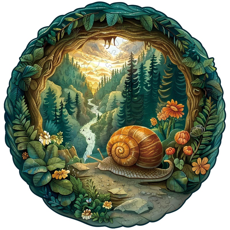 Wooden Puzzles for Adults, Wooden Jigsaw Puzzles for Adults Kids, 3D Vision Effect-3D Snail-2 Unique Shaped Wood Puzzles Adult,
