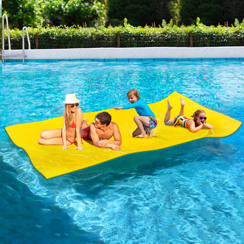 ZIPEAK Lily Pad Floating Mat, 10′ x 5′ Floating Mat for Lake, 3-Layer Tear-Resistant XPE Foam with a 16.4 FT Bungee Tether, A Gr