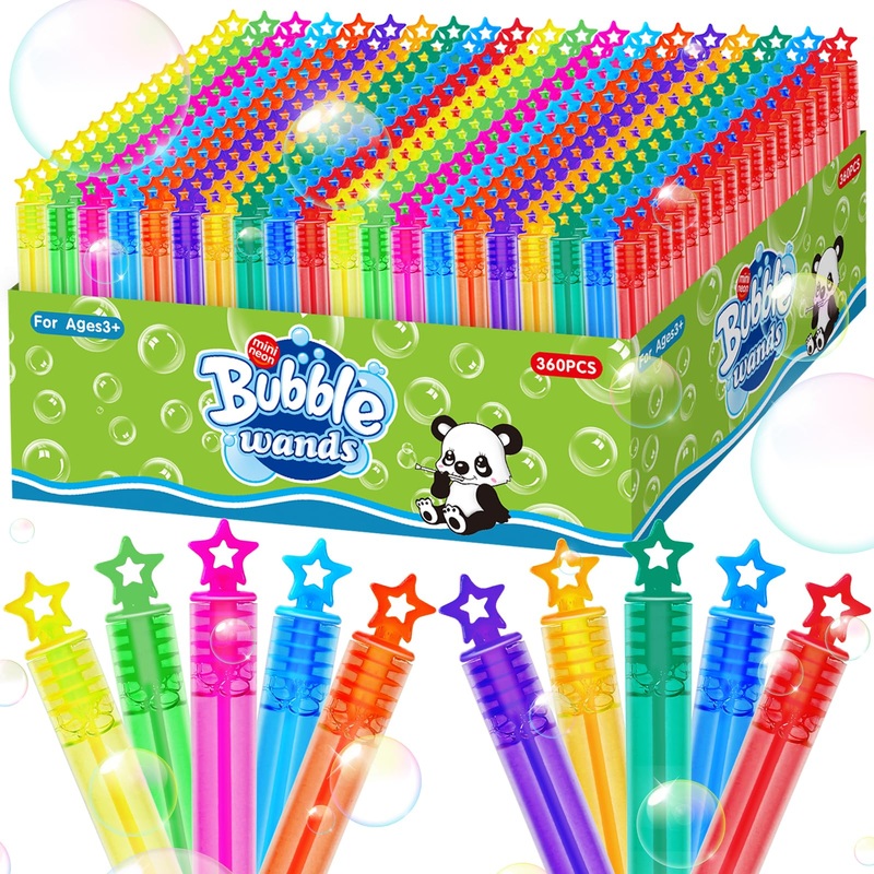 ZIRSENG 360 Piece Mini Bubble Wands in 10 Colors, Party Favors Bulk for Kids, Themed Birthday, Carnival, Wedding, Classroom Priz