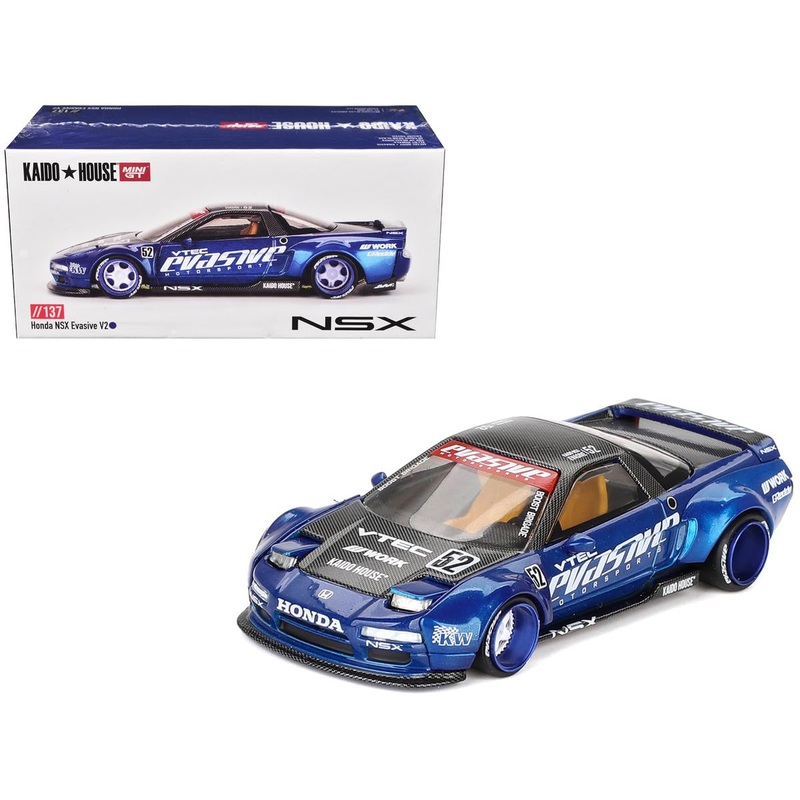 1:64 Scale Diecast Model Car Compatible With Kaido House Honda Nsx Evasive V2 Blue Limited Edition Khmg137