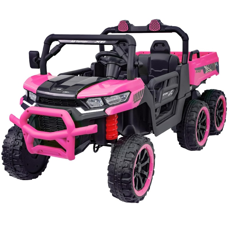 24V 2 Seater 6 Wheels Ride On Dump Truck With Electric Dump Bed, Electric Utv With Remote Control, Shovel, Pull Bow, Music Playe