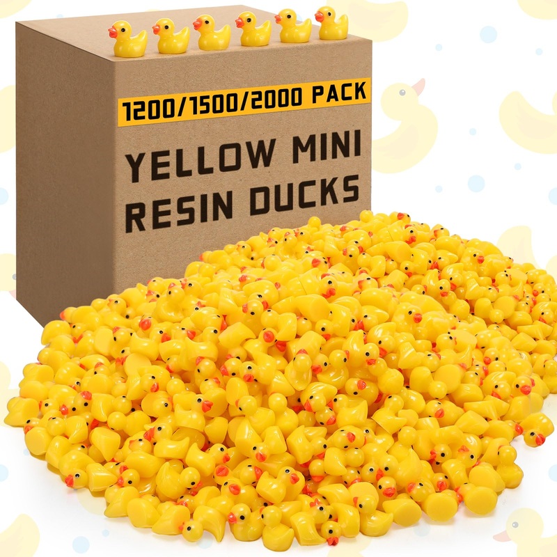 Barydat Mini Resin Ducks Bulk Yellow Tiny Duck Decoration for Hide and Seek Prank Cruises Party Mini Baby Miniature Garden Acces