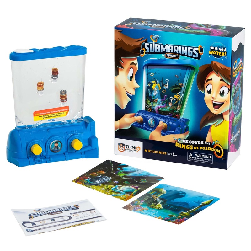 Clawsome! Submarings Handheld Water Game | Retro Mini Ocean Ring Toss Stem Toys For Adults, Girls & Boys Ages 6-12