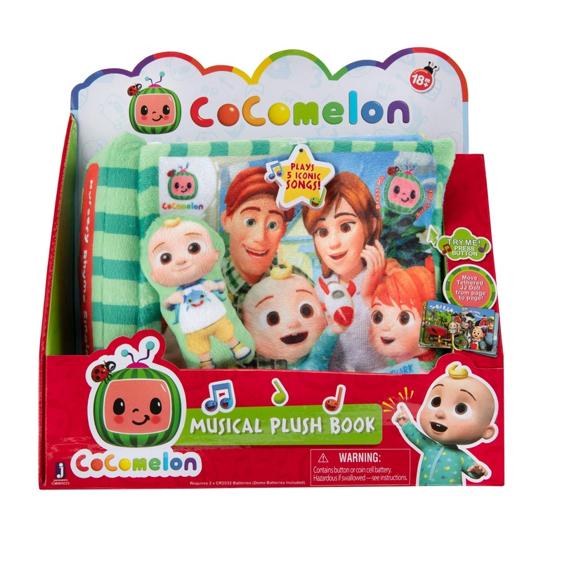 Cocomelon Nursery Rhyme Singing Time Plush Book, Featuring Tethered Jj Plush Character Toy, For Jjs Daily Musical Adventures – B