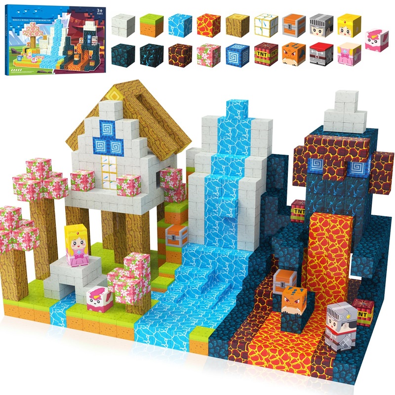 Dcwunk Magnetic Building Blocks – 150PCS Build Magnet World My Magic Portal Set, Toddler Toys STEM Montessori Sensory Toys for 3