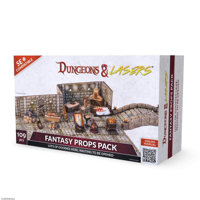 Dungeons & Lasers Fantasy Props Dnd Accessories Pack – 109 Piece Set Includes Miniature Elements And Bits For Tabletop Terrain A