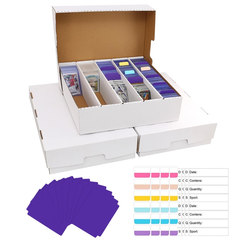 Eboausi Storage Box 5 Row – Monster Box Holds 3950-Count Cards For Organization, Suitable For Sports And Trading Cards (3 Pack-L