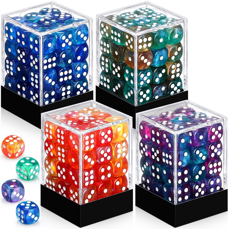 Foilswirl 144 Pieces 12mm 6 Sided Mini Dice Set for School Classroom Table Games D6 Game Standard Dice with Portable Plastic Box