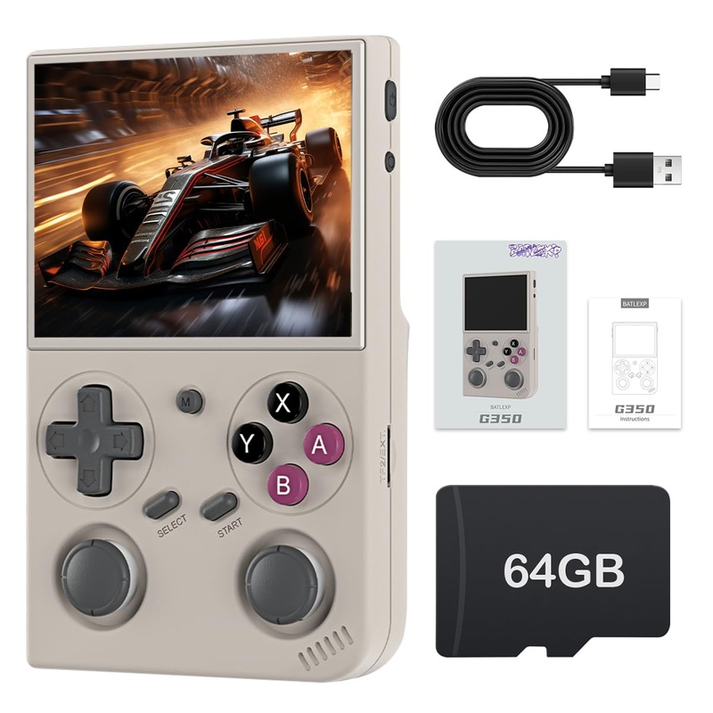 G350 Retro Handheld Game Console 3.5-inch 640*480 IPS OCA Screen 3200mAh Lithium Battery with 64G TF Card and Wireless Networt P