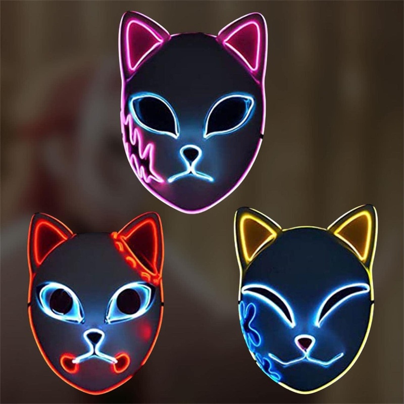 Ginkago 3PCS Cosplay Mask Anime Light Up Halloween Mask Photography Props Toy for Carnival Masquerade Party Costumes Decor (Batt