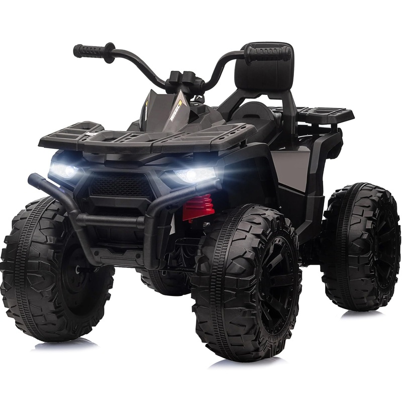 Hikiddo Kids Atv 4 Wheeler, 24V 4Wd Electric Atv Ride On Toy For Big Kid With 2-Seater, 4X200W Motor – Black